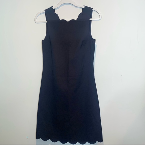 J. Crew Factory Navy Scalloped Shift Dress V- Back Style #B8296 - Picture 2 of 5